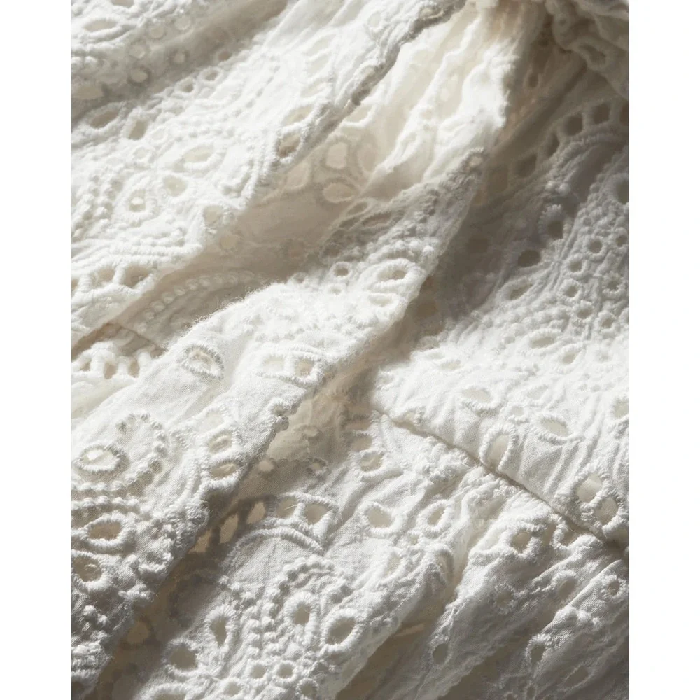 Veronica Beard White Eyelet Long Sleeve Mini Dress - Picture 3 of 4